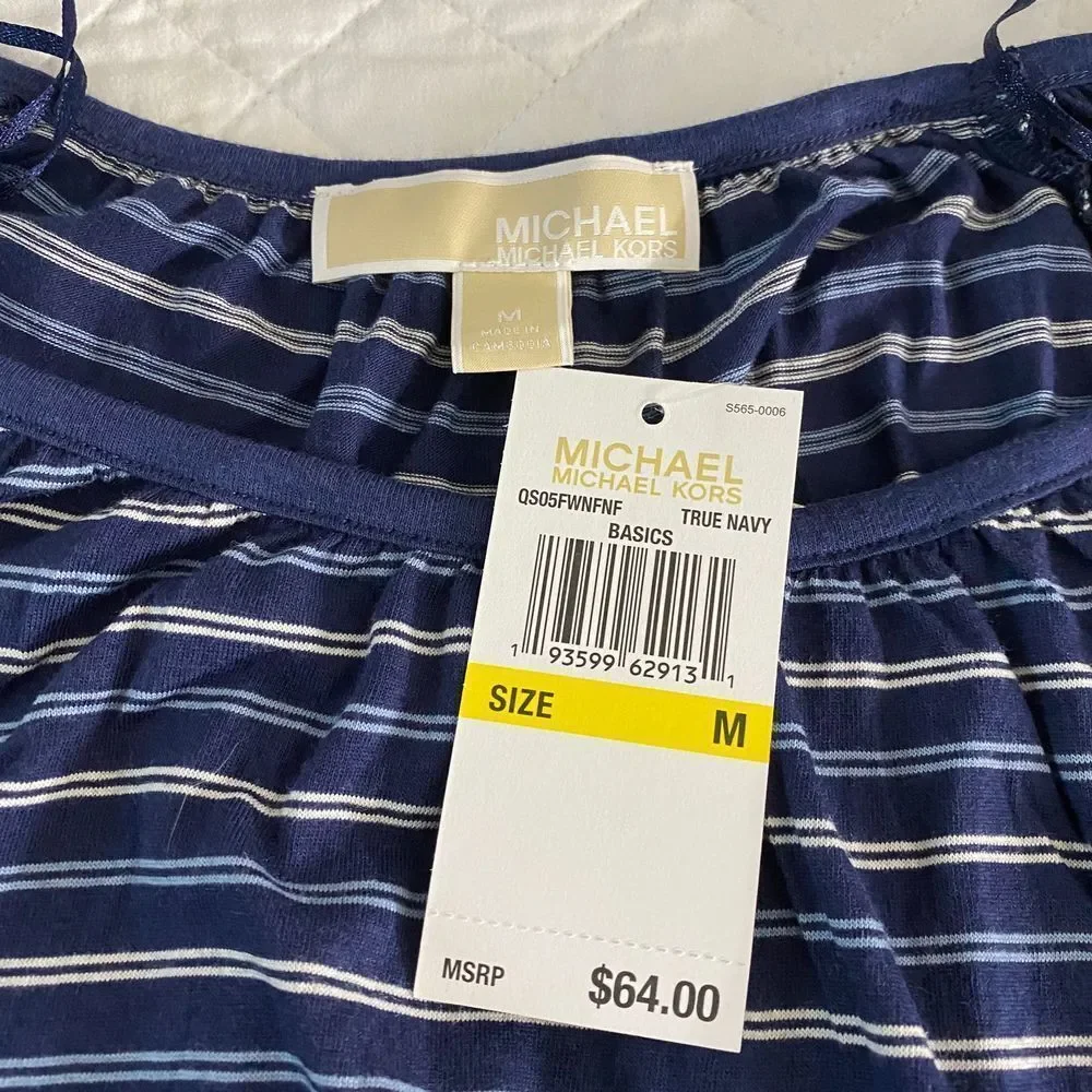 𝅺nwt Michael Kors Medium True Navy Stripe